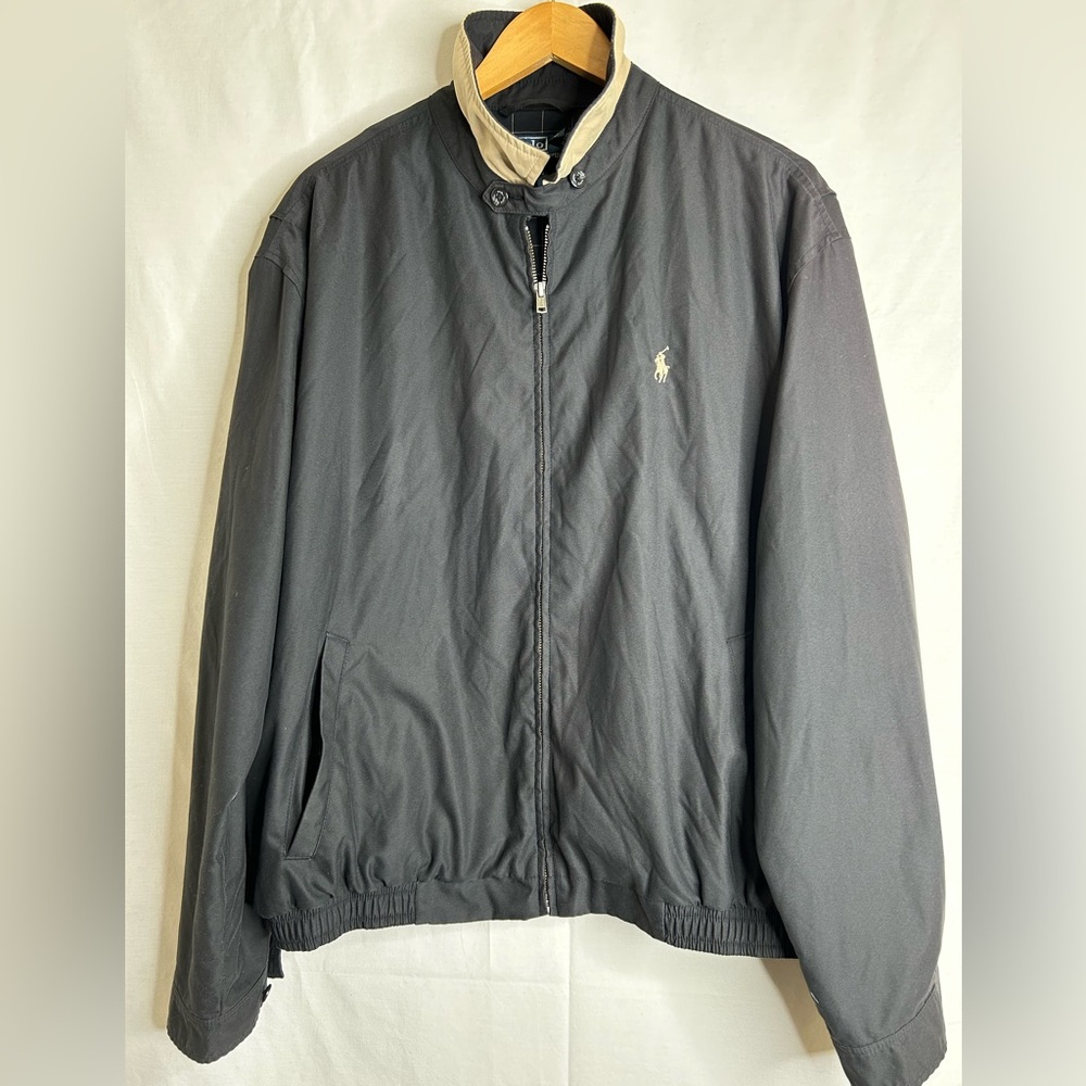 Polo Ralph Lauren Harrington Black and Tan Lined Jacket Size XL - Picture 2 of 9